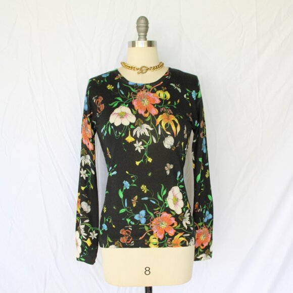 Richard Grand Cashmere Silk dress Sweater tunic floral Lilly Jumper black - Picture 6 of 10